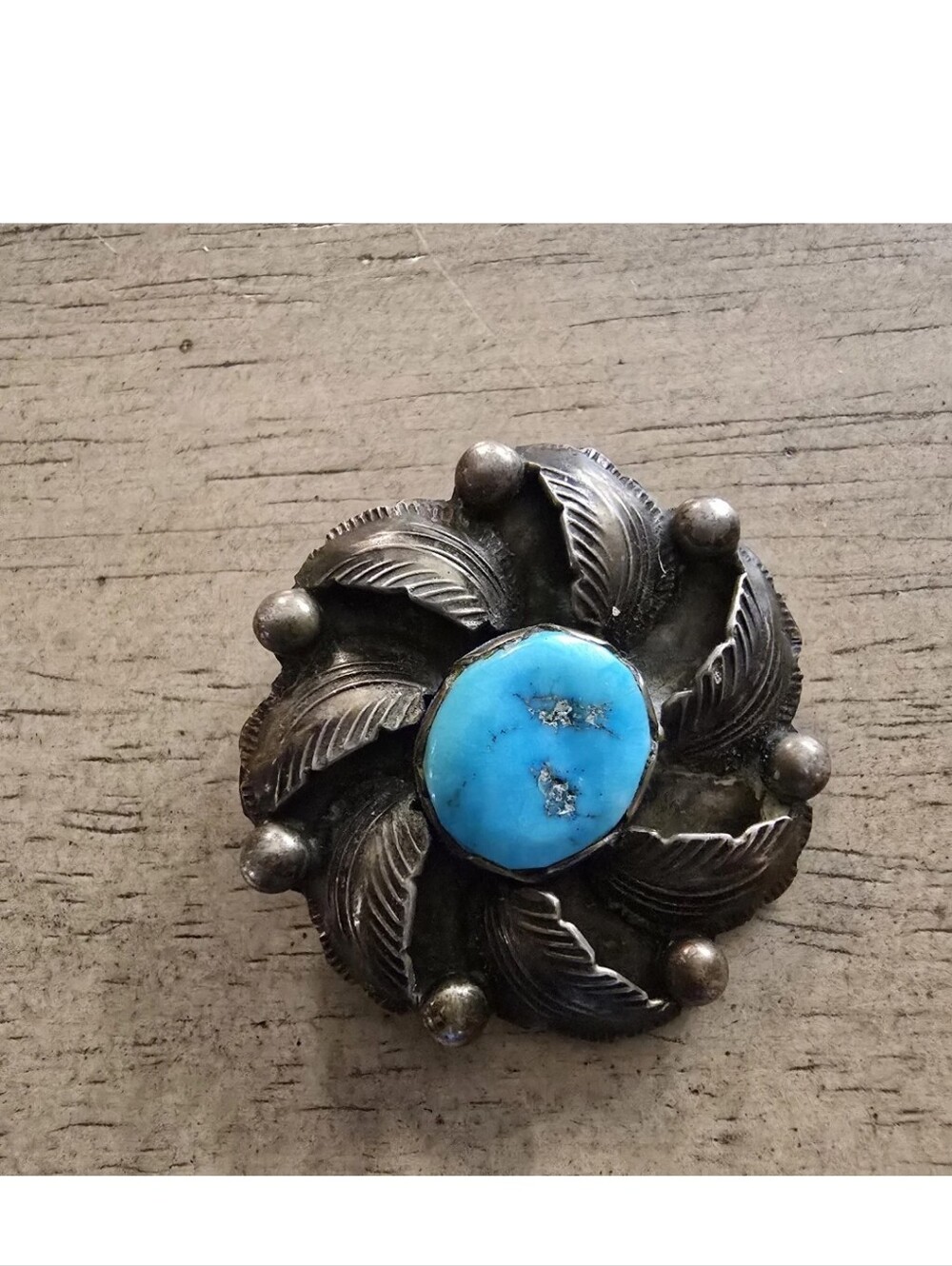 VINTAGE Carmelita Simplicio Turquoise Pin Pendant Sterling Silver